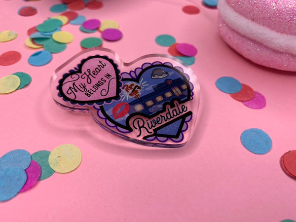 My heart belongs in riverdale! - Laser Cut Illustrated Acrylic Brooch