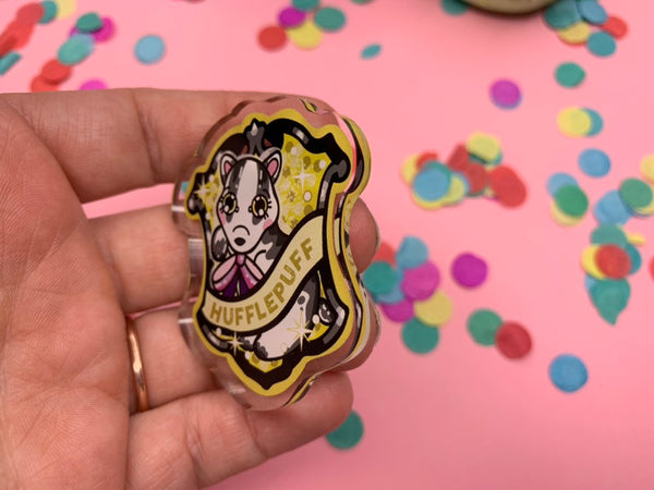 Kawaii Hufflepuff !! - Laser Cut Illustrated Acrylic Brooch -  Harry Potter