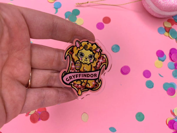 Kawaii Gryffindor !! - Laser Cut Illustrated Acrylic Brooch -  Harry Potter