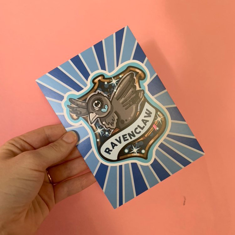 Ravenclaw kawaii! : Postcard mini print  tattoo art flash